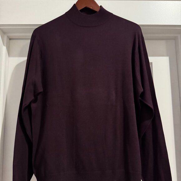 Jos. A Bank Men's 100% Silk Long Sleeve Burgundy Maroon Pullover Sweater Large L